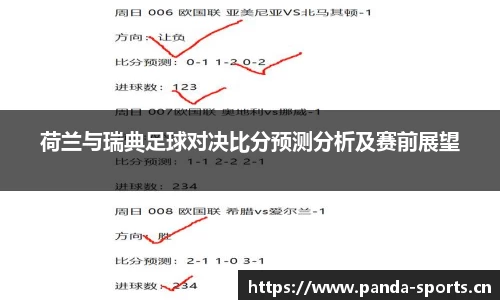 荷兰与瑞典足球对决比分预测分析及赛前展望